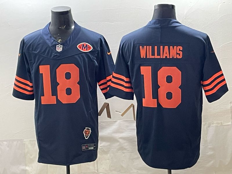 Men 2026 Chicago Bears #18 Williams Blue 3th generations Nike Limited NFL Jersey style 003